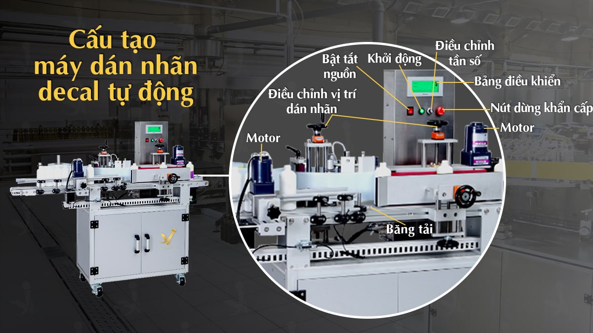 Cấu tạo máy dán nhãn decal tự động