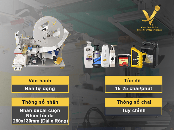 Máy dán nhãn chai vuông bán tự động LPM100V
