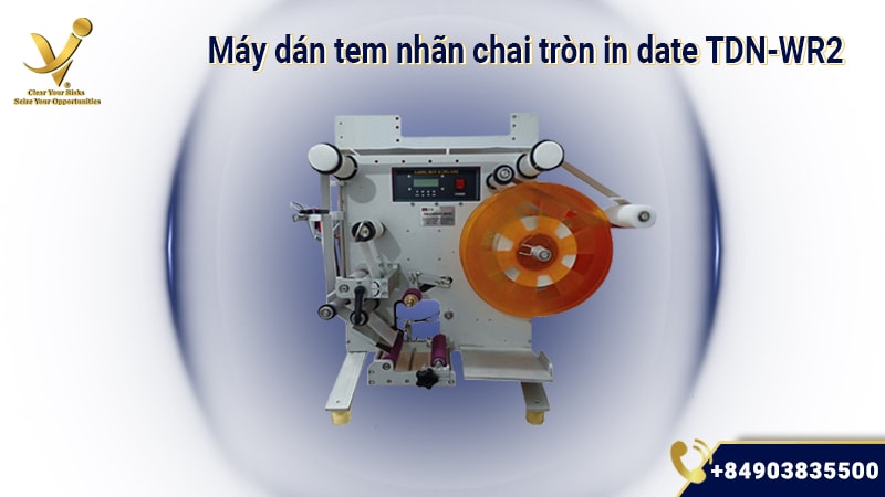 Máy dán tem nhãn chai tròn in date TDN-WR2